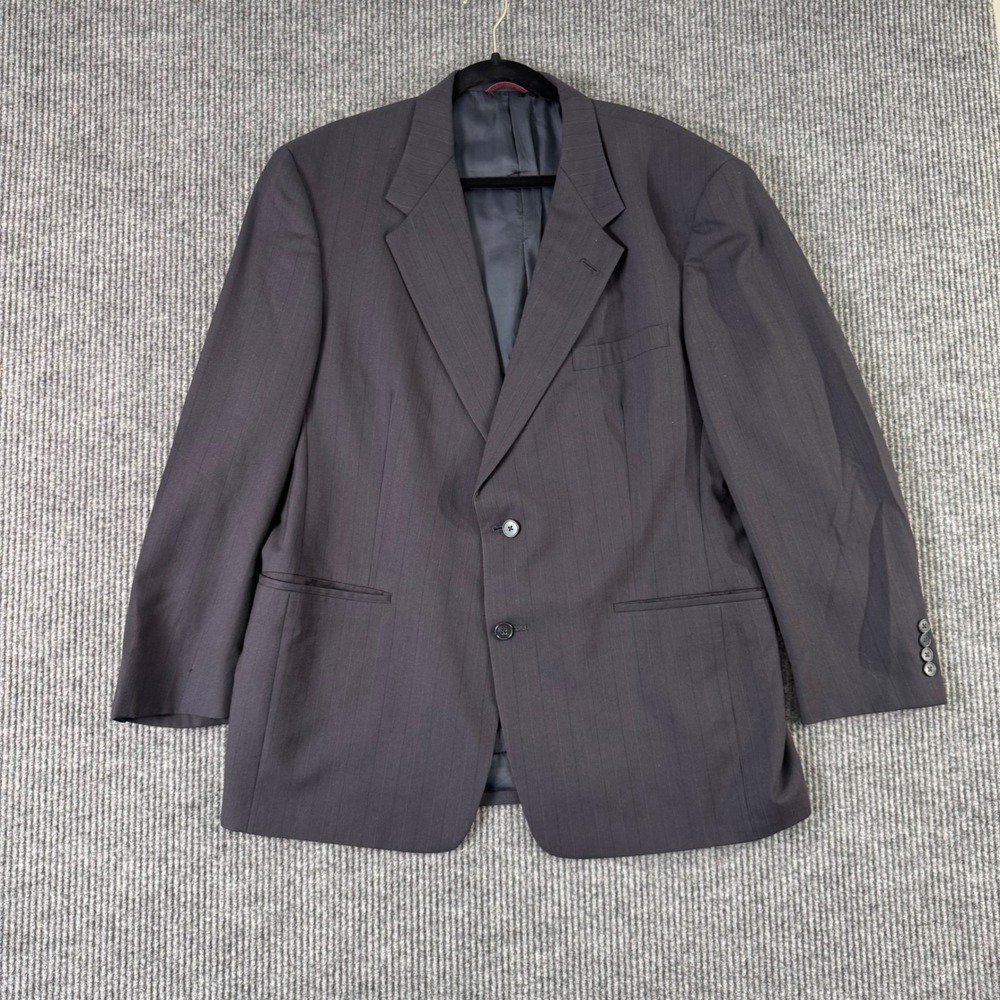 VTG Hart Schaffner Marx Huntington Park Gray Pinstripe Blazer 44R USA Union Made